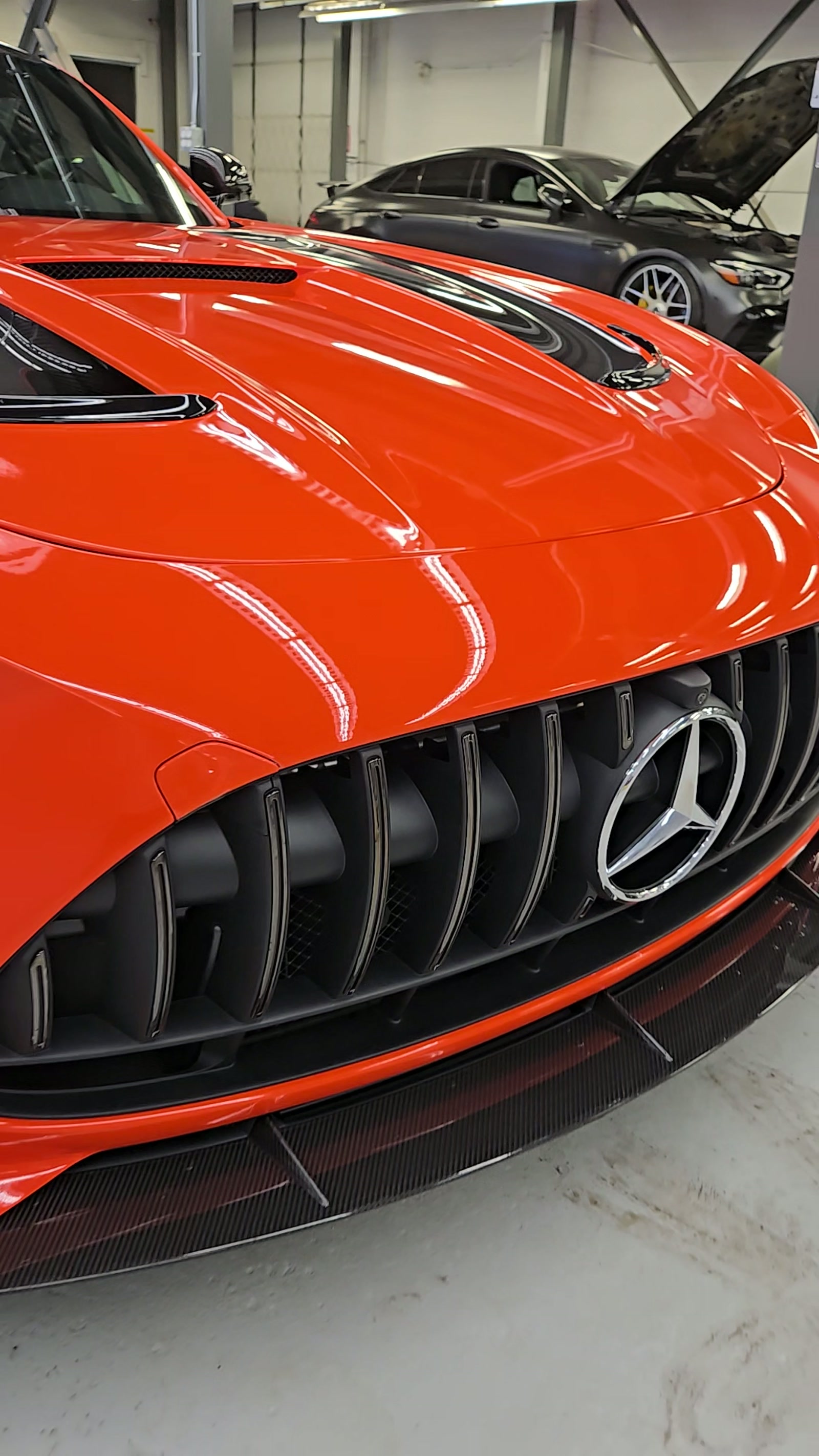 Orange Mercedes-AMG GT front grille finished in colour paint protection film